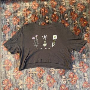 Urban Outfitters Charcoal Tee with Floral Details